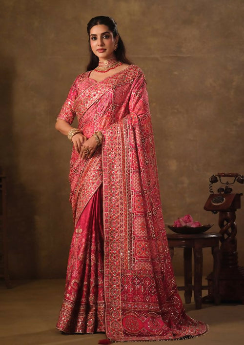 Dista Rani Natural Crepe Traditional Wear Saree with Blouse- Nimaya-Rajwadi