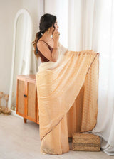 Dista Yellow Fendy Satin Woven Designer,Beads Work Saree with Blouse-Rutvi, view 2