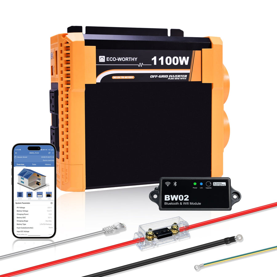 ECO-WORTHY 1100W Off Grid Pure Sine Wave Inverter 12V to 110V