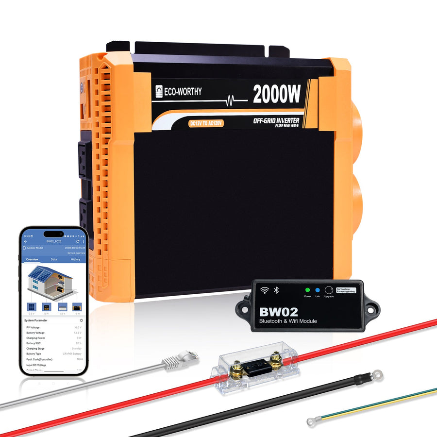 ECO-WORTHY 2000W Pure Sine Wave Inverter 12V to 120V AC with USB & Remote