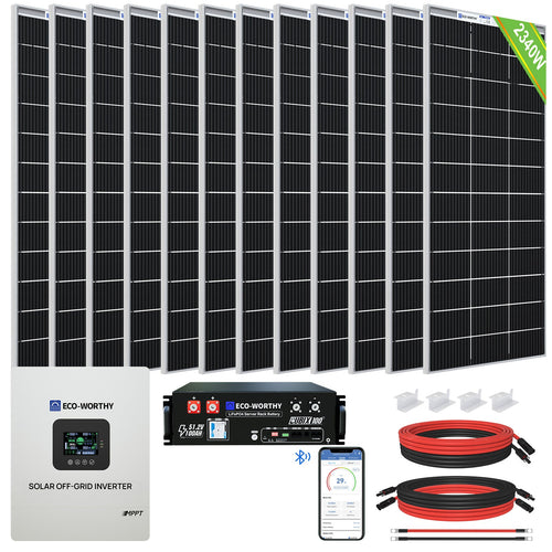 ECO-WORTHY 2340W 48V (12x195W) Complete MPPT Off Grid Solar Kit