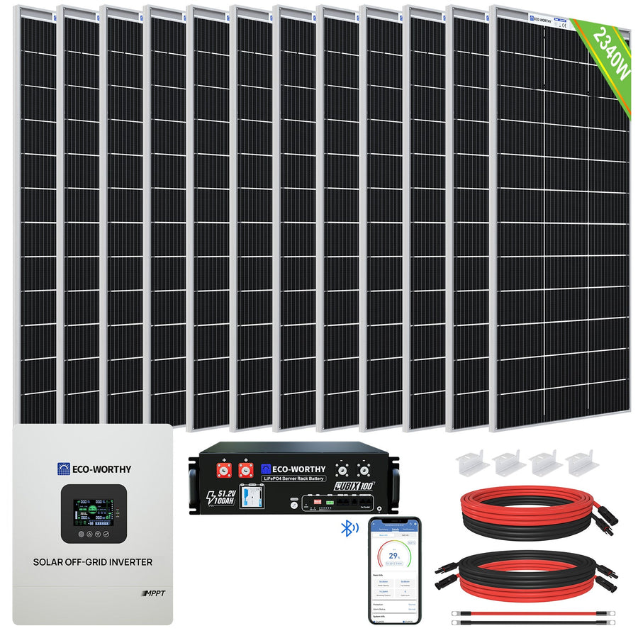 ECO-WORTHY 2340W 48V (12x195W) Complete MPPT Off Grid Solar Kit