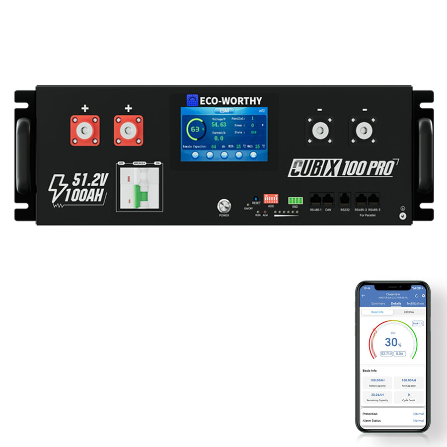 ECO-WORTHY Cubix 100 Pro V2 | 48V 100AH Server Rack Battery | Active Balancing | Low-Temp Charge | 10 Years Warranty