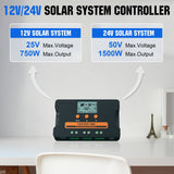 ECO-WORTHY Solar Charge Controller 30A Solar Panel Custom Battery Regulator, Dual USB Port Auto 12V/24V PWM for FLD/LiFePO4/SLD/GEL RV Solar System, view 2