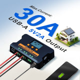 ECO-WORTHY Solar Charge Controller 30A Solar Panel Custom Battery Regulator, Dual USB Port Auto 12V/24V PWM for FLD/LiFePO4/SLD/GEL RV Solar System, view 4