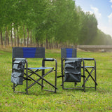 Elecwish 2-piece Padded Folding Outdoor Chair with Storage Pockets,Lightweight Oversized Directors Chair Blue/Grey, view 3