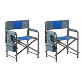 Elecwish 2-piece Padded Folding Outdoor Chair with Storage Pockets,Lightweight Oversized Directors Chair Blue/Grey, view 4