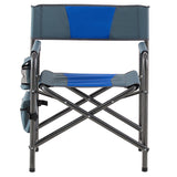 Elecwish 2-piece Padded Folding Outdoor Chair with Storage Pockets,Lightweight Oversized Directors Chair Blue/Grey, view 5