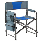 Elecwish 2-piece Padded Folding Outdoor Chair with Storage Pockets,Lightweight Oversized Directors Chair Blue/Grey, view 6