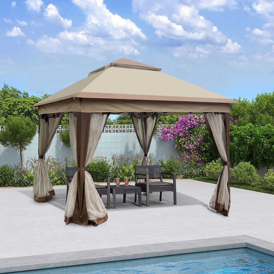 Elecwish Outdoor 11x 11Ft Pop Up Gazebo Canopy With Removable Zipper Netting