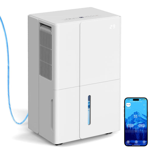 Elecwish 105 Pints Dehumidifier with Pump, 5000 sq.ft Large Dehumidifiers with Drain Hose, 1.7 Gal Water Tank, Intelligent Humidity Control, Auto Shutoff, 24H Timer, for Bedroom, Basement, Large Room, Garage