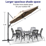 Elecwish 10ft Large Round Cantilever Patio Umbrella with Base Included, Windproof Offset Umbrella with 360°Rotation and 0.07" Thickened Aluminum Pole, Heavy Duty Outdoor Sun Shade for Garden Decks, Patios, Pools OD025, view 3