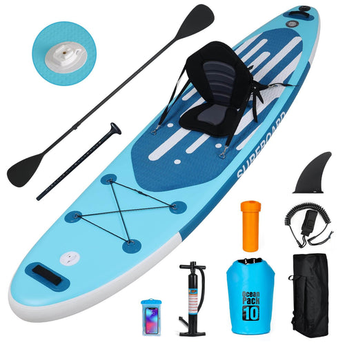 Elecwish Inflatable Stand Up Paddle Board with Pulp Board, Kayak Seat, Non-Skid, Ultralight Inflatable Paddle Board for Teens and Adults