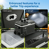 Elecwish 12 Volt Refrigerator, 48QT(45L) Portable Freezer with Air Cooler 12/24V DC 100-240V AC Tool Battery Interface, Car Refrigerator -4℉~68℉ for Camping, Fishing, Travel, Picnic RCB1008, view 3