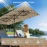 Elecwish 15 FT Large Patio Umbrella with Solar LED Light, Double Sided Rectangle Umbrella with Crank Handle for Patio, Backyard, Garden, Pool, without Base, view 5