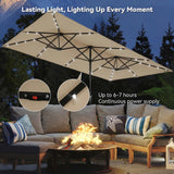 Elecwish 15 FT Large Patio Umbrella with 36 Solar LED Light, Double Sided Rectangle Umbrella with Crank Handle for Patio, Backyard, Garden, Pool, without Base SDU9012, view 2