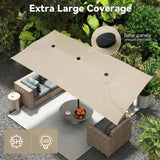 Elecwish 15 FT Large Patio Umbrella with 36 Solar LED Light, Double Sided Rectangle Umbrella with Crank Handle for Patio, Backyard, Garden, Pool, without Base SDU9012, view 6