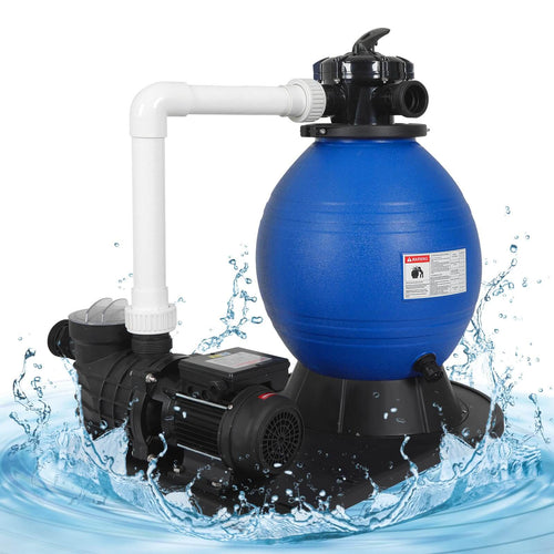 Elecwish 16in Sand Filter Pump for Above Ground Pool, 550W Sand Pump with 6-Way Multi-Port Valve,Pressure Gauge and Strainer Basket,3/4HP for Pools Up to 20000GAL, Easy Installation, Blue