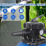 Elecwish 16in Sand Filter Pump for Above Ground Pool, 550W Sand Pump with 6-Way Multi-Port Valve,Pressure Gauge and Strainer Basket,3/4HP for Pools Up to 20000GAL, Easy Installation, Blue, view 2