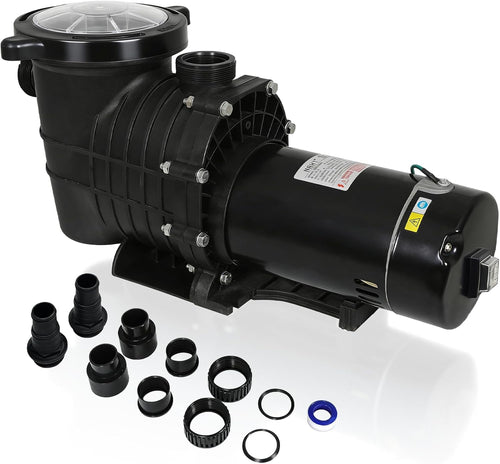 Elecwish 2.0 HP 6557 GPH Swimming Pool Pump Inground and Above Ground, 115V, 1500W Energy Saving Self Primming Pool Pump with ON/OFF Switch, Strainer Basket, Silent Running UL Certificate, 1.5" & 2" PV3002