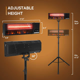 Elecwish Indoor Outdoor 2-in-1 Wall Mounted & Standing Infrared Heater GH002 For Patio, view 5