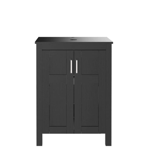 Elecwish 24''Black & Brown Wood Bathroom Vanity HW1120