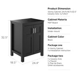 Elecwish 24''Black & Brown Wood Bathroom Vanity HW1120, view 6