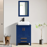 Elecwish Natural Wood 24" Blue Bathroom Vanity BV1010-BU, view 2