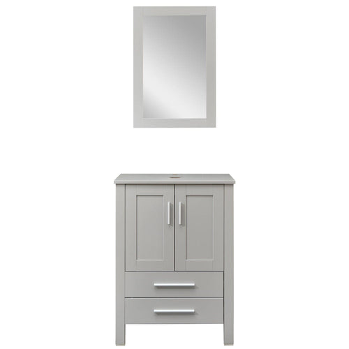 Elecwish 24" Grey Cabinet & Mirror Combo Bathroom Vanity BV1010-GY