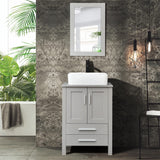 Elecwish 24" Grey Cabinet & Mirror Combo Bathroom Vanity BV1010-GY, view 2