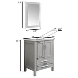 Elecwish 24" Grey Cabinet & Mirror Combo Bathroom Vanity BV1010-GY, view 3