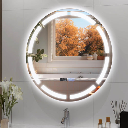 Elecwish 24 Inch Round LED Mirror for Bathroom Wall-Mounted BA052