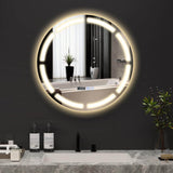 Elecwish 24 Inch Round LED Mirror for Bathroom Wall-Mounted BA052, view 2