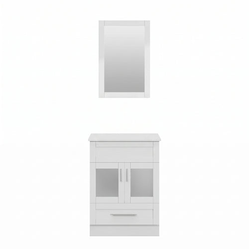 Elecwish 24'' Single Bathroom Vanity with Manufactured Wood Top & Mirror, Bathroom Vanity Set BTC8013