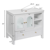 Elecwish 36'' Bathroom Vanity, White Freestanding Vanity Sink Cabinet with Drawer and Water Ripple BTC8008Doors, Modern Bathroom Storage Cabinet, withou sink, BTC8008, view 2