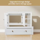 Elecwish 36'' Bathroom Vanity, White Freestanding Vanity Sink Cabinet with Drawer and Water Ripple BTC8008Doors, Modern Bathroom Storage Cabinet, withou sink, BTC8008, view 3