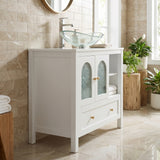 Elecwish 36'' Bathroom Vanity, White Freestanding Vanity Sink Cabinet with Drawer and Water Ripple BTC8008Doors, Modern Bathroom Storage Cabinet, withou sink, BTC8008, view 4