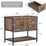 Elecwish 36" Classic Dark Brown Bathroom Vanity-BA049, view 3