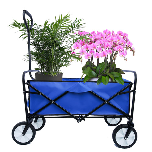Elecwish Folding Wagon Garden Shopping Beach Cart (Blue)