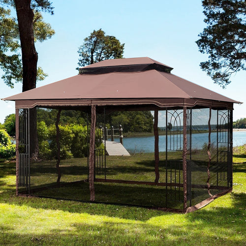 Elecwish 13x10 Outdoor Patio Gazebo Canopy Tent With Ventilated Double Roof And Mosquito Net