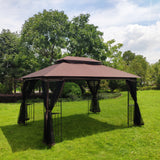 Elecwish 13x10 Outdoor Patio Gazebo Canopy Tent With Ventilated Double Roof And Mosquito Net, view 6
