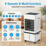 Elecwish 4 in 1 Evaporative Air Cooler, Windowless Portable Air Conditioner with Remote, Humidifier, 6 Speeds , 24H Timer, Swamp Cooler with 2.64 Gal Detachable Water Tank for Bedroom, view 4