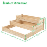 ELECWISH 48.6" x 48.6" x 21" Raised Garden Bed - 3-Tier Wooden Elevated Planter, Natural Fir Wood, view 2