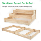 ELECWISH 48.6" x 48.6" x 21" Raised Garden Bed - 3-Tier Wooden Elevated Planter, Natural Fir Wood, view 3