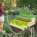 ELECWISH 48.6" x 48.6" x 21" Raised Garden Bed - 3-Tier Wooden Elevated Planter, Natural Fir Wood, view 4