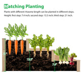 ELECWISH 48.6" x 48.6" x 21" Raised Garden Bed - 3-Tier Wooden Elevated Planter, Natural Fir Wood, view 5