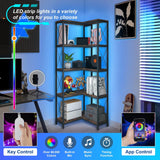 Elecwish 5 Tier Corner Bookshelf with LED Lights IF153, view 3
