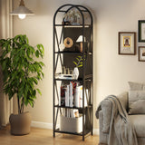 Elecwish 5-Tier Narrow Bookshelf with LED Light, 65" Storage Shelf Open Display for Bedroom, Gaming Room, view 5