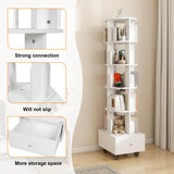Elecwish 5 Tier Rotating Floor Standing Bookcase Storage Rack with Drawer and Brake Wheels IF151, view 4