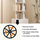 Elecwish 5 Tier Rotating Floor Standing Bookcase Storage Rack with Drawer and Brake Wheels IF151, view 5